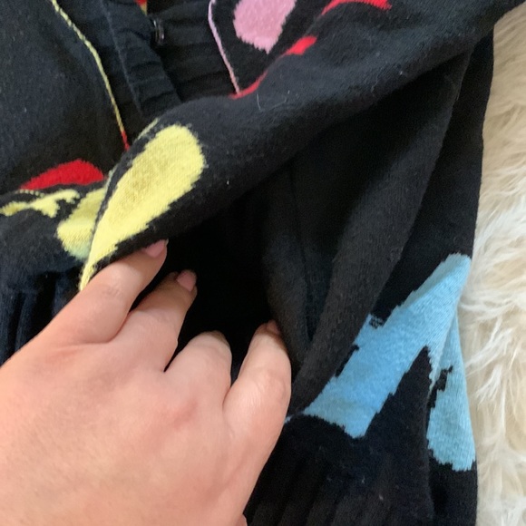 Peace Love World Womens Jacquard Sweater Cardigan Black Snap Front - Picture 12 of 14